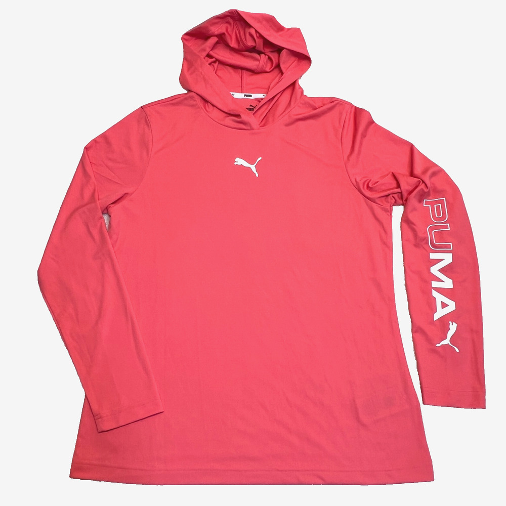 Puma Woman UV Protection Titan Hoodie Loveable Athletic UPF 40 Salmon Pink, Sz M